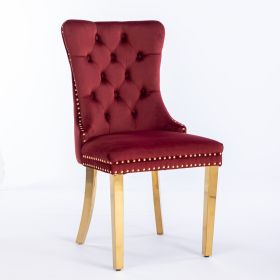 Nikki  Modern, High-end Tufted Solid Wood Contemporary Velvet Upholstered Dining Chair Wit (Option: Burgundy)