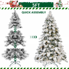 5.6.7.8ft PVC Flocked Tree  Memory Wire Power Pole (Option: 5foot PVC plush tree)