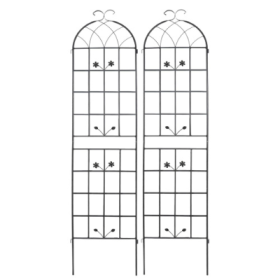 Metal Garden Trellis, 2 Pack Metal Trellis For Climbing Plants, Indoor Outdoor Plant Trellis For Potted Plants, House Plants, Climbing Vines, Flo (Color: Black)