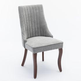 Rayon Cloth Flocking Linen Dining Chairs Channel Kitchen Dinner Chair Comfy Fabric Upholstered Accen (Option: Color Gray)