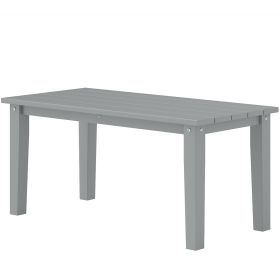 Rectangle Outdoor Coffee Table, HDPE All-Weather Outdoor Patio Table With Slatted Tabletop For Yard, Balcony, Gray (Option: Gray)