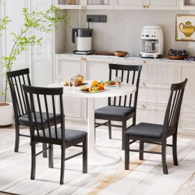 Wooden Dining Chairs Set Of 4, Farmhouse Upholstered Kitchen Chairs With Rubber Wood Frame, Black And Gray (Option: Gray)