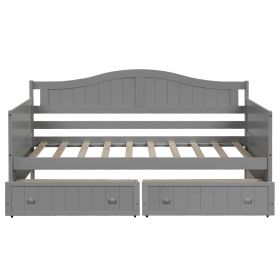 Twin Wooden Daybed With 2 Drawers, Sofa Bed, No Box Spring Needed - Gray (Option: Gray)