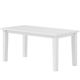 Rectangle Outdoor Coffee Table, HDPE All-Weather Outdoor Patio Table With Slatted Tabletop For Yard, Balcony, White (Color: White)