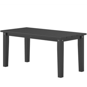 Rectangle Outdoor Coffee Table, HDPE All-Weather Outdoor Patio Table With Slatted Tabletop For Yard, Balcony, Black (Color: Black)