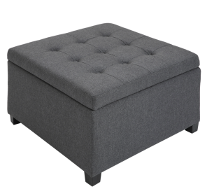 Tufted Storage Ottoman With Lift Top Fabric Metal Hinge Rubberwood Frame Living Room (Option: Gray)