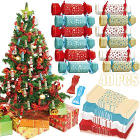 40 Pcs Christmas Gift Boxes With Ribbon 4 Colors Candy Shaped Sweets Goodie Chocolate Treat Box Xmas Gift Snowflake Pattern Xmas Cracker Kit For (Option: 40pcs)