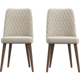Katie Mid-Century Modern Velvet Dining Chair  Set Of 2 (Color: Brown)