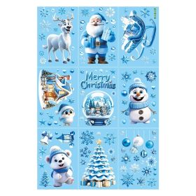 9 Sheets Christmas Snowflakes Window Decals Winter Blue Cute Painting Snowflakes Stickers (Option: W13688186)