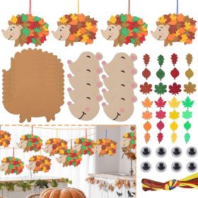 8 Pcs Fall Hedgehog Craft Kits Fall Leafy Hedgehog Ornaments Decorations Art Sets With Maple Leaves Wiggle Eyes For Thanksgiving Party Art Activi (Option: 8pcs)