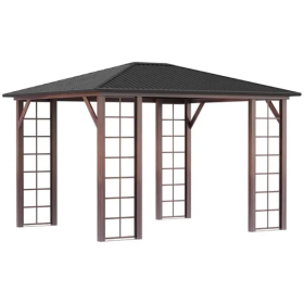 Gazebo With Galvanized Steel Roof  Swiship-Ship Prohibited By WalMart Original (Color: Black)